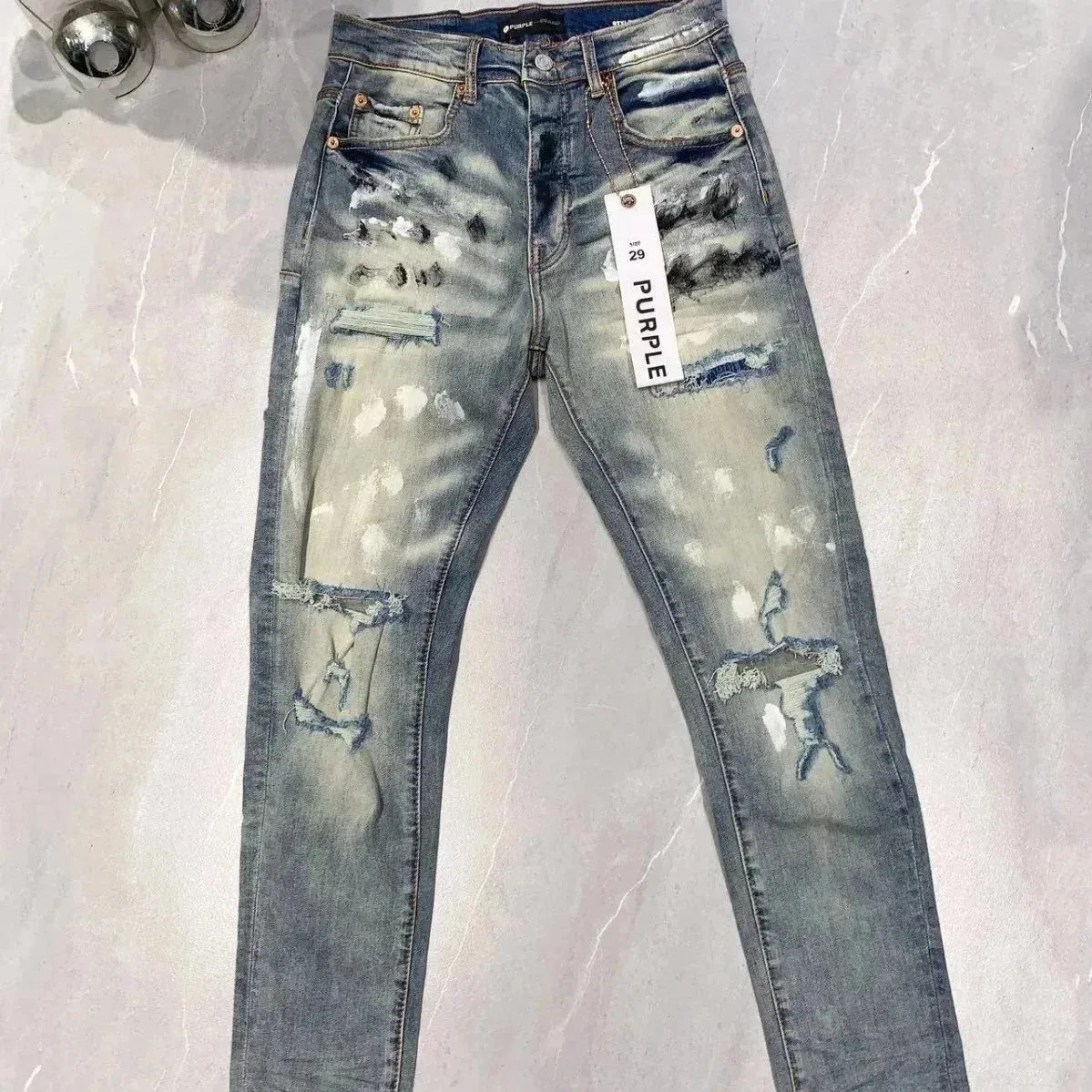 Purple Brand · Distressed blue jeans